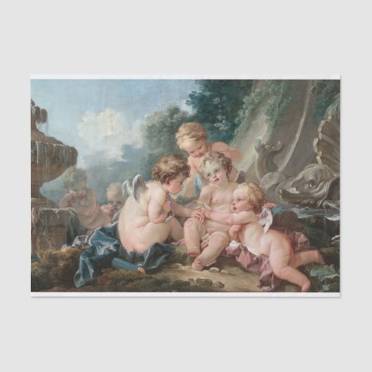 Cupids in samenzwering door Francois Boucher Tissuepapier (Voorkant)