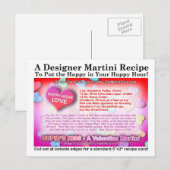 Cupid's Kiss Valentijn Martini Recept Briefkaart (Voorkant / Achterkant)