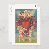 Cupids met hart (4) briefkaart (Voorkant / Achterkant)