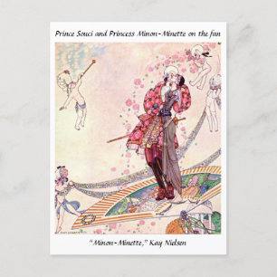 Cupids, prinses en prinses op een magische fan briefkaart