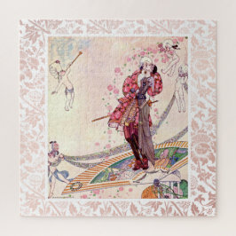 Cupids, prinses en prinses op een magische fan legpuzzel