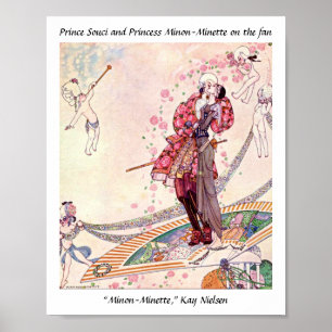 Cupids, prinses en prinses op een magische fan poster