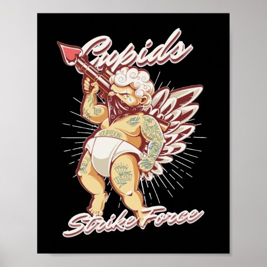 CUPIDS STRIKE FORCE grappige Valentijnsdag Poster (Voorkant)