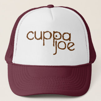 cuppa joe logo in brown - trucker pet