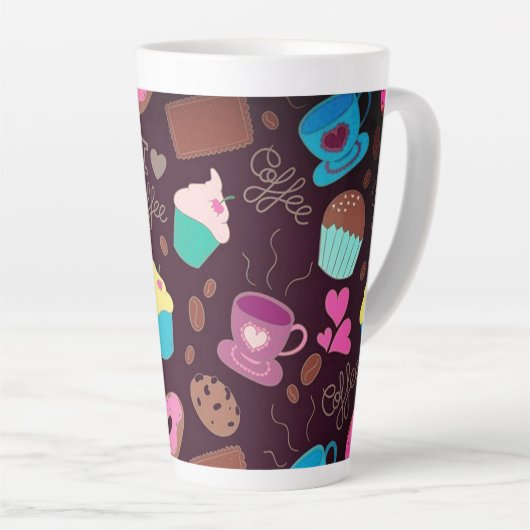 Cups en cupcakes, koffie latte mok (Rechterhoek)