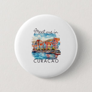 Curaçao Caribische Eilanden Reizen Trip Ontmoet Me Ronde Button 5,7 Cm