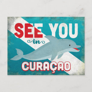 Curaçao Dolphin - Retro Vintage Travel Briefkaart