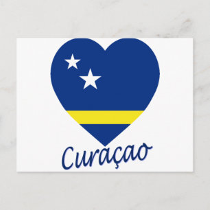 Curacao Flag Heart Briefkaart