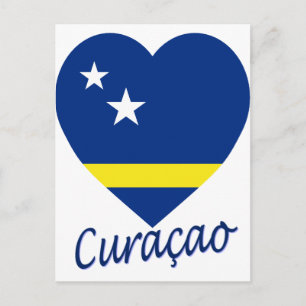 Curacao Flag Heart Briefkaart