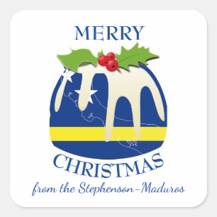 CURAÇAO Korsou Feestelijke Plum Pudding Kerstm Vierkante Sticker