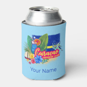 Curaçao retro caribisch eiland met vintage schildp blikjeskoeler