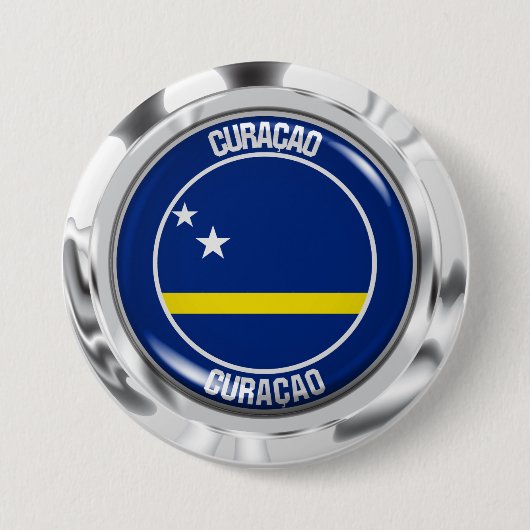 Curaçao Round Emblem Ronde Button 7,6 Cm (Voorkant)