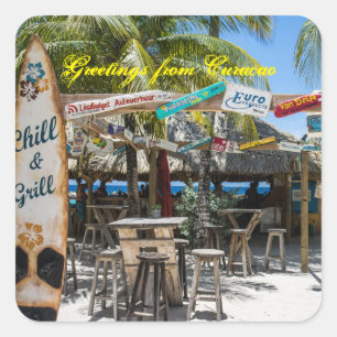Curaçao-strand Vierkante Sticker