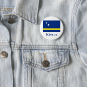 Curaçao Vlag met naam in Papiamento Ronde Button 5,7 Cm (In situ)