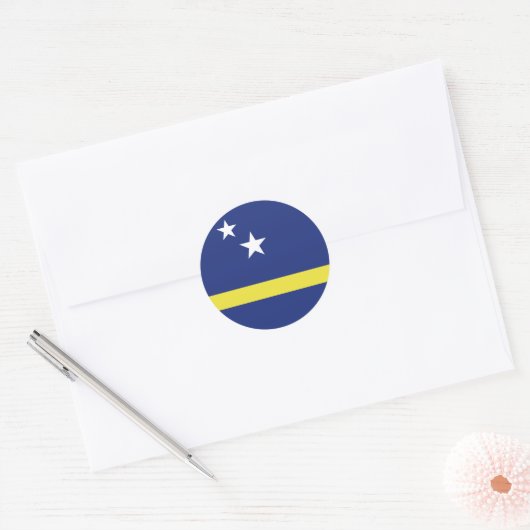 Curaçao vlag ronde sticker (Envelop)