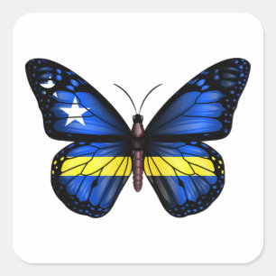 Curaçao Vlinder Vlag Vierkante Sticker