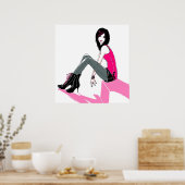Curbside roze - Poster (Keuken)