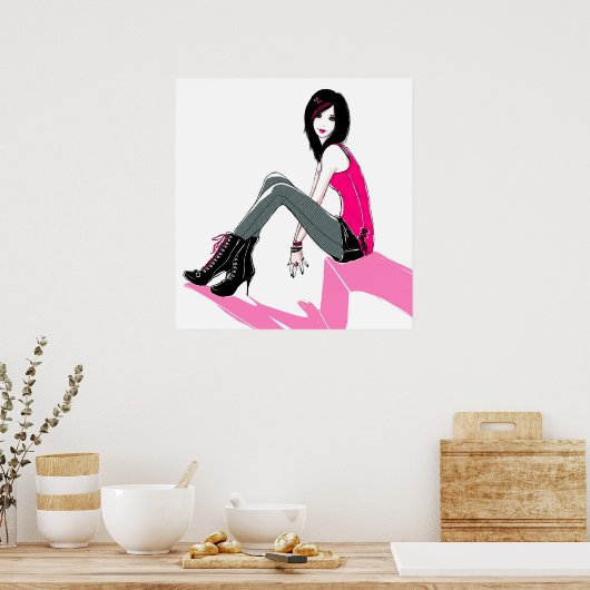 Curbside roze - Poster (Keuken)