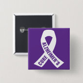 Cure Alzheimer Ribbon op Paars Vierkante Button 5,1 Cm (Voorkant /achterkant)