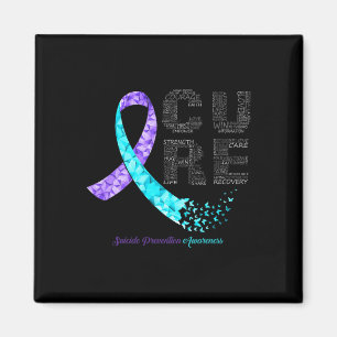 Cure Blue Paarse Ribbon Suicide Prevention Awarene Magneet