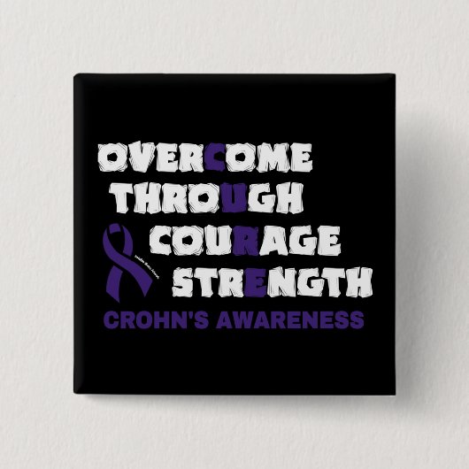 CURE...Crohn's Knop Vierkante Button 5,1 Cm (Voorkant)