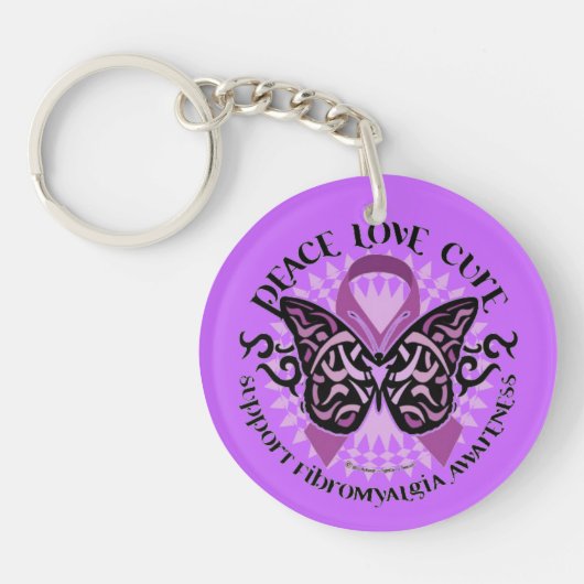 Cure Fibromyalgia Butterfly Sleutelhanger (Voorkant)