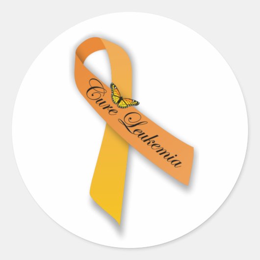 Cure Leukemie Oranje lint Stickers (Voorkant)