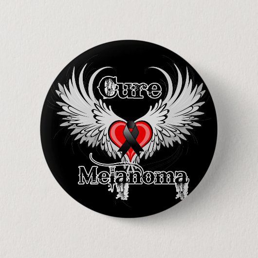 Cure Melanoma Heart Tattoo Wings Ronde Button 5,7 Cm (Voorkant)