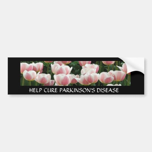 Cure Parkinsons roze tulpen Bumpersticker (Voorkant)