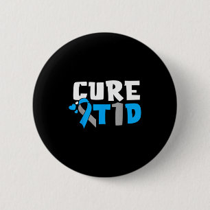 Cure T1d Diabetes Awareness Type 1 Blauw lint Ronde Button 5,7 Cm