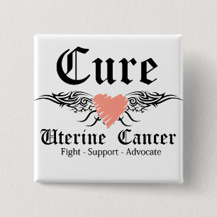 Cure Uterine Cancer Tattoo Wings Vierkante Button 5,1 Cm