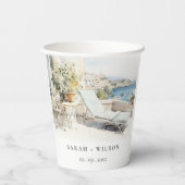 Curfu Griekenland Waterverf Landschap Wedding Papieren Bekers (Achterkant)