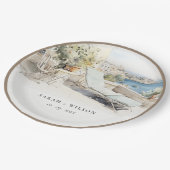 Curfu Griekenland Waterverf Landschap Wedding Papieren Bordje (Gekanteld)