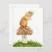Curieuse petite souris sur carte postale de champi (Devant / Derrière)