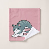 Curieux avec un livre et un chat - Lecture confort (Gant de toilette)