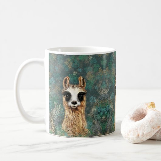 Curieux bébé Llama Funny Mug Cadeau (Avec donut)