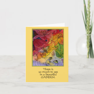 Curieux Garden Cat et Moth Carte pour notes