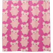 Curieux rideau de douche aux cochons caricaturaux (Devant)