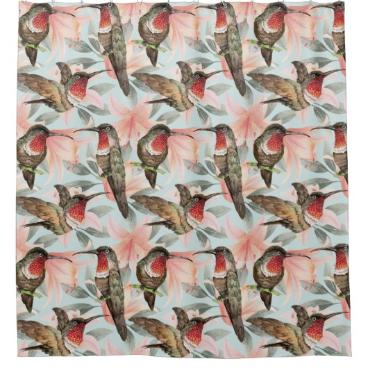 Curieux rideau de douche de colibris (Devant)