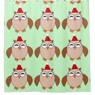Curieux rideau de douche de hibou de Noël