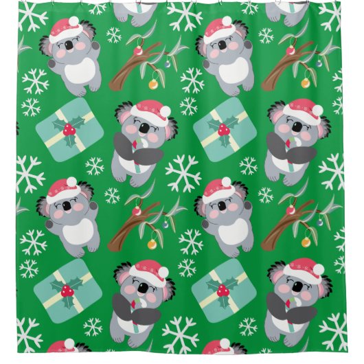 Curieux rideau de douche Koala Noël (Devant)