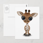 Curieuze Baby Giraffe Briefkaart (Voorkant / Achterkant)