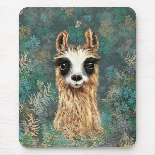 Curieuze Baby Llama - Cute Muismat (Voorkant)