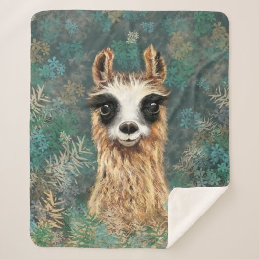 Curieuze Baby Llama - Cute - Sherpa Deken (Voorkant)