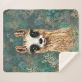Curieuze Baby Llama - Cute - Sherpa Deken (Voorkant (horizontaal))