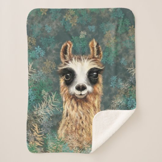 Curieuze Baby Llama - Cute Sherpa Deken (Voorkant)