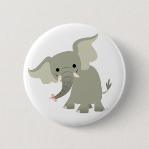 Curieuze Cartoon Elephant Button Badge