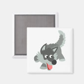 Curieuze Cartoon Wolf Magnet Magneet (Voorkant / Achterkant)