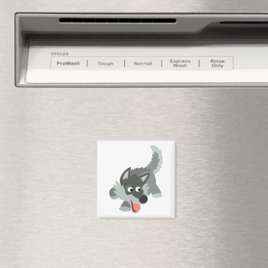 Curieuze Cartoon Wolf Magnet Magneet (Insitu (Vaatwasser))