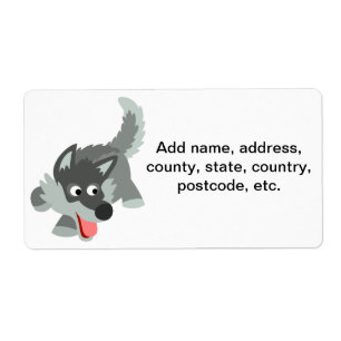 Curieuze Cartoon Wolf Verzendlabel